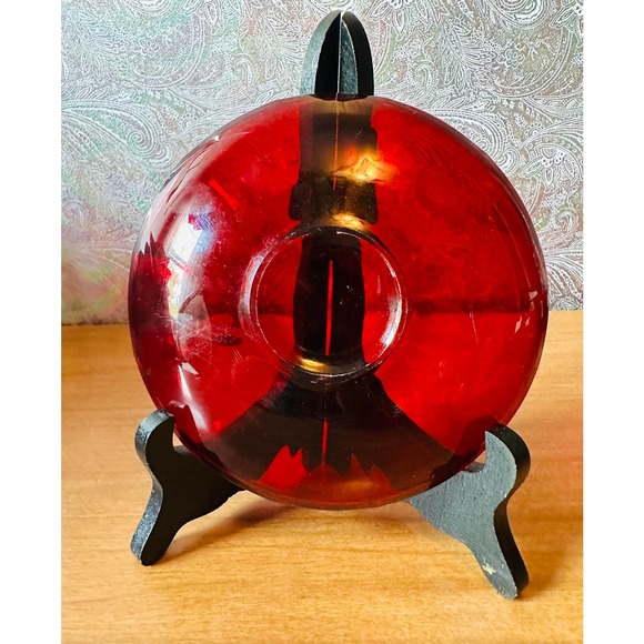 Vintage Ruby Red glass tea cup and saucer set by New Martensville glass - Picture 10 of 10